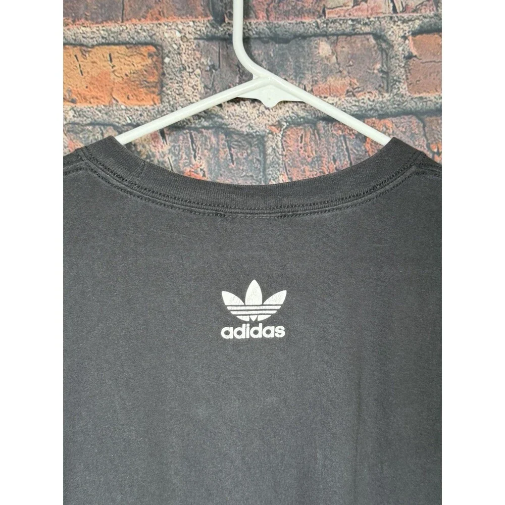 Adidas Shirt Men Black Short Sleeve Japanese Spellout Trefoil Tee- Large
